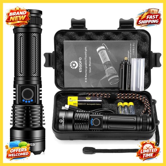 Super Bright Rechargeable LED Flashlight High Lumens Emergency Outdoor Gear